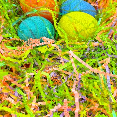 Domkier Papel de corte enrugado de grama de Páscoa iridescente de 500 g, mistura de papel blush verd