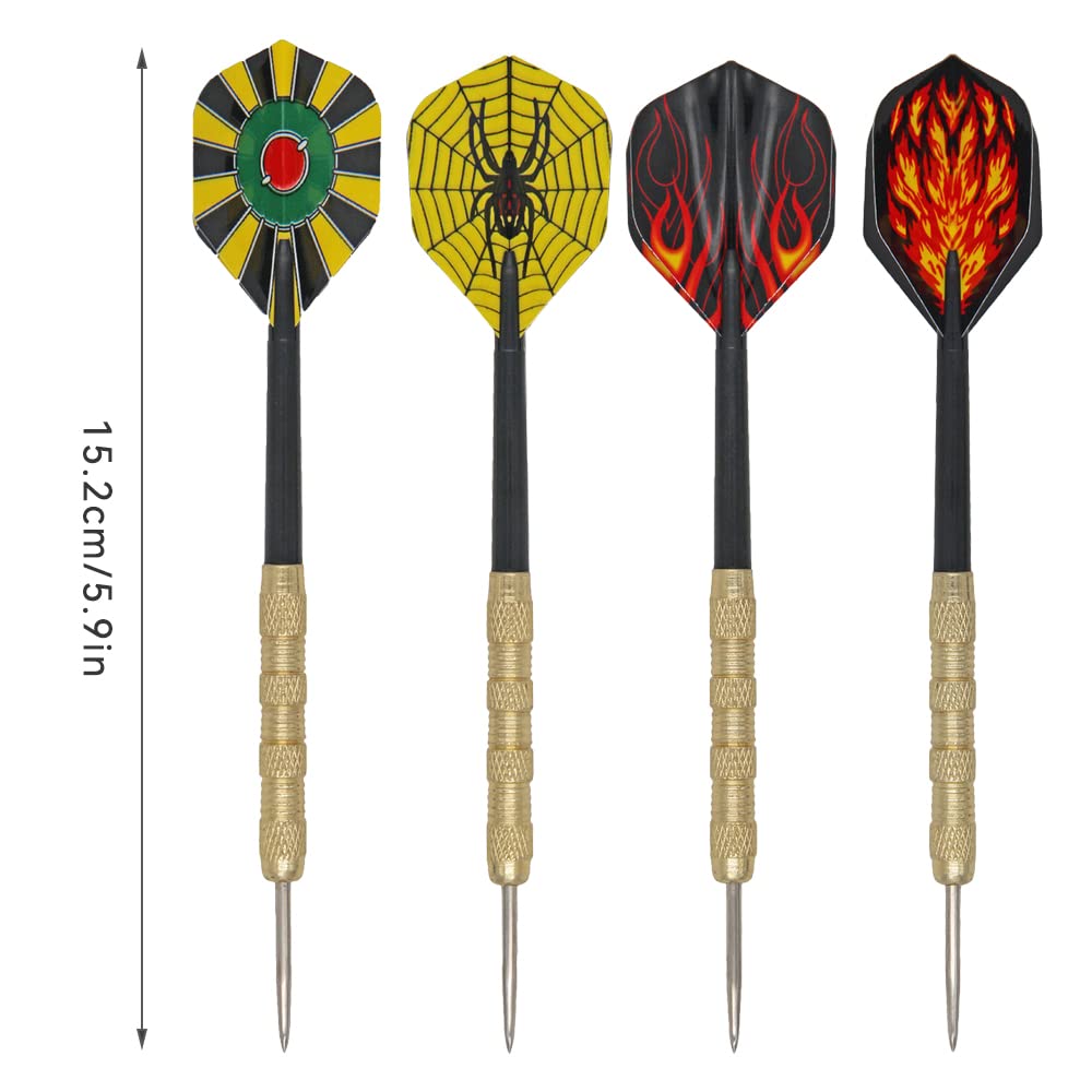 Freccette in Metallo, 12 PCS Alberi di dardo e voli, Freccette Professionali, Freccette Punta Acciaio, steli per Freccette universali in Metallo per Freccette Assortiti Filettatura (15.2cm)