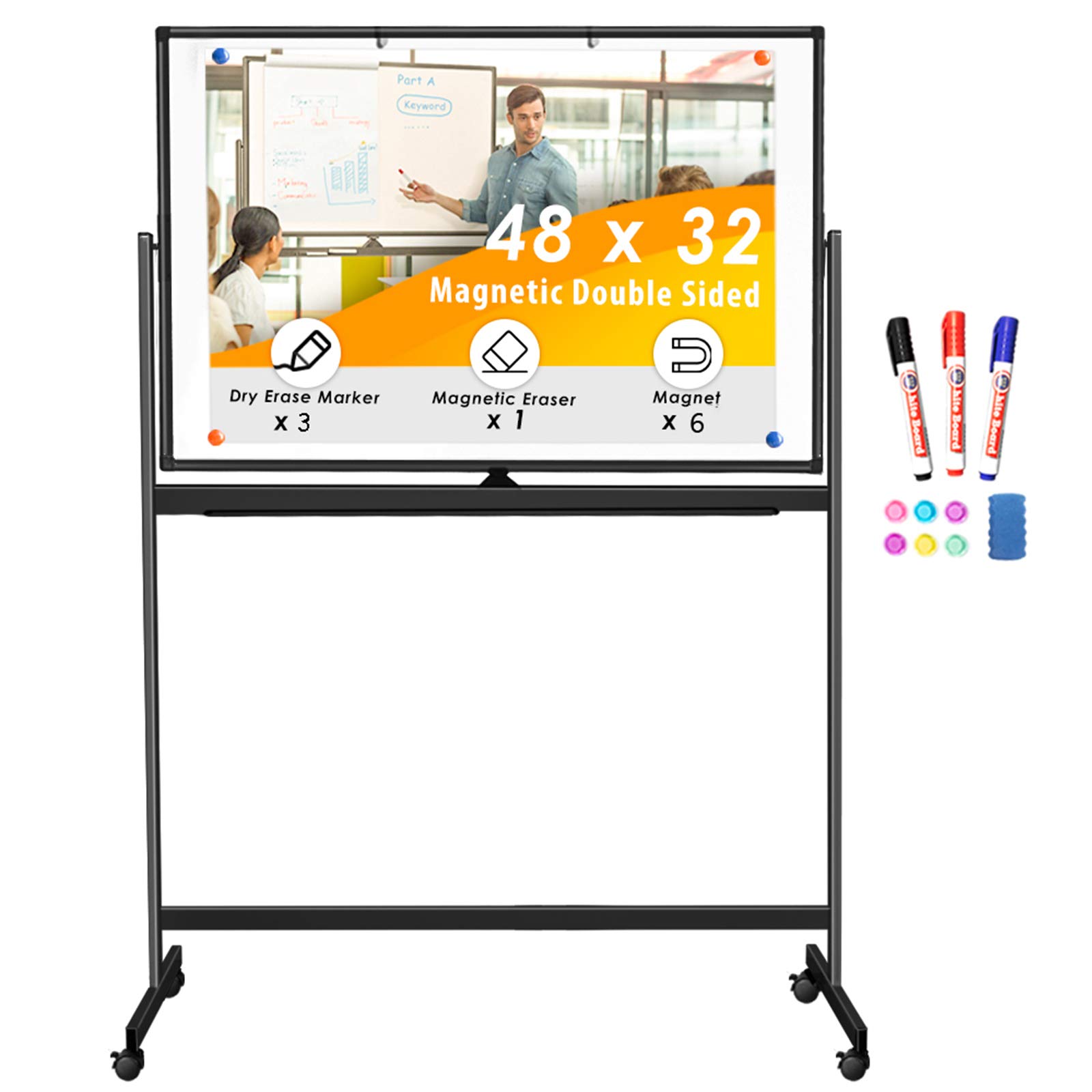 Buy Double Sided Rolling Whiteboard 48 X 32 Inches Large Mobile Buy Double Sided Rolling Whiteboard 48 X 32 Inches Large Mobile