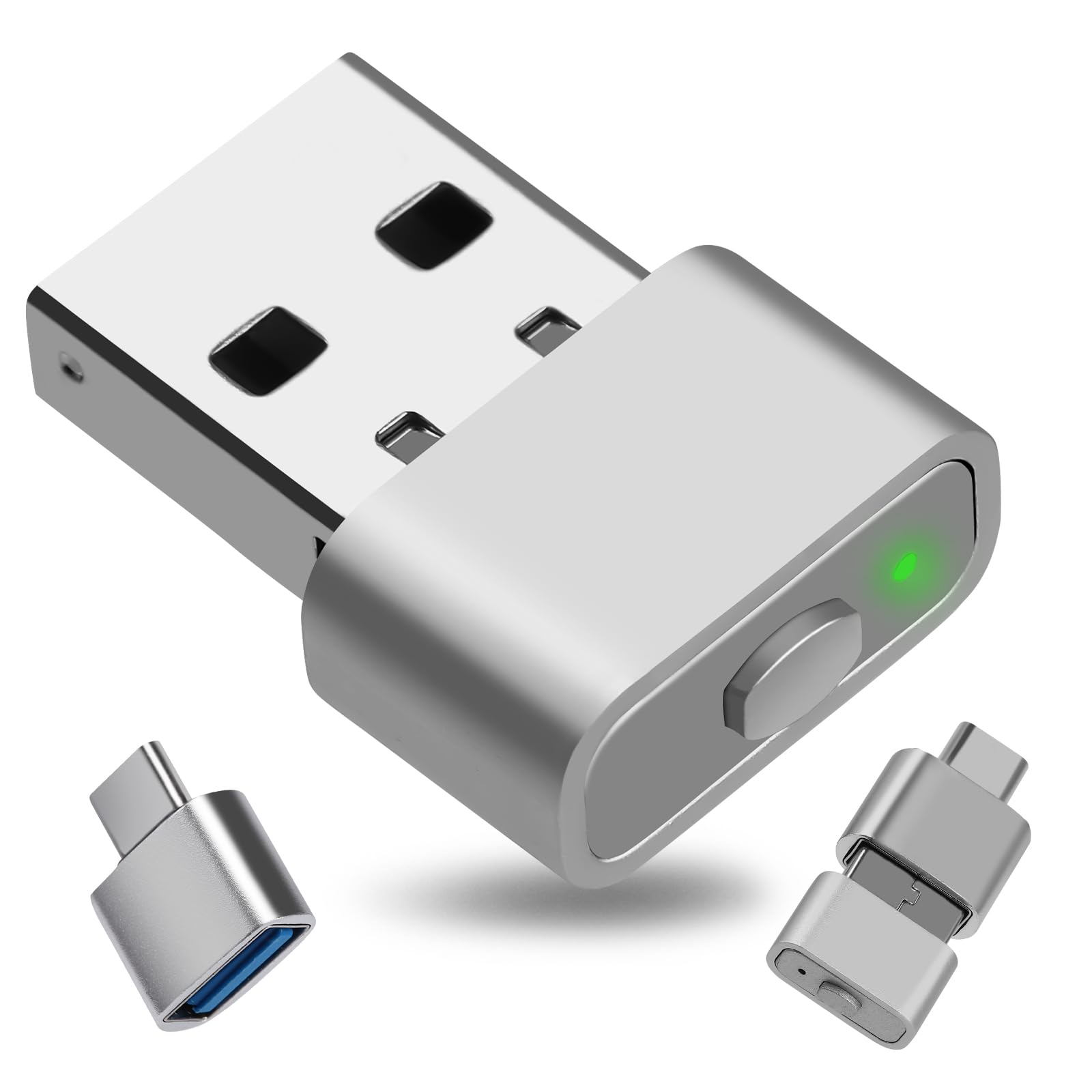 KUIYN Mouse Jigger, Mouse Mover with Metal USB C, Undetectable, PC Accessories, Overnight Delivery (Silver)