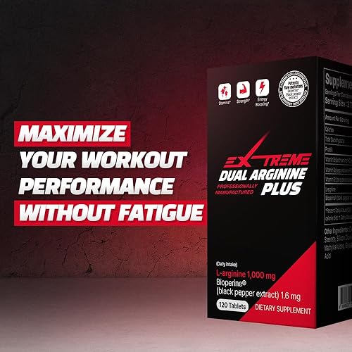 Miniatura 6 de EXTREME Dual ARGININE Plus - Aumenta la energía y la vitalidad para el rendimiento deportivo de los hombres (1,000 mg x 120 tabletas, suministro de