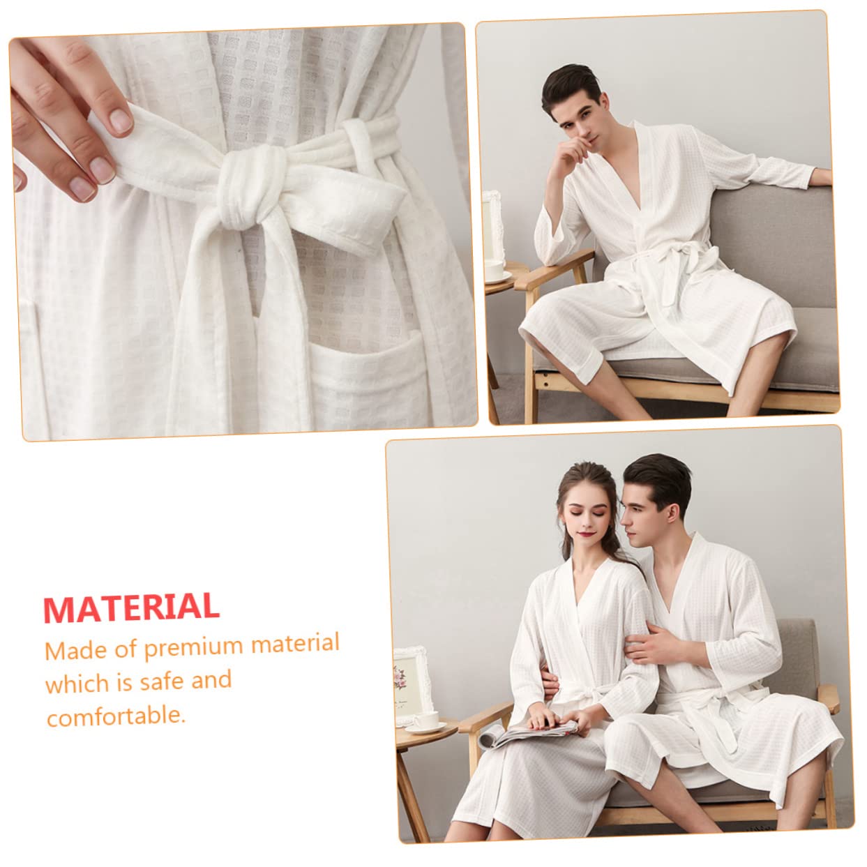COLLBATH Robe de Nuit Couple Homme Xl en Polyester Blanc, 1 Pièce