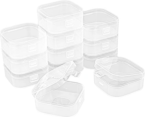 Miniatura 13 de Goodma 17 contenedores cuadrados vacíos de plástico transparente con tapas con bisagras para objetos pequeños y otros proyectos de manualidades