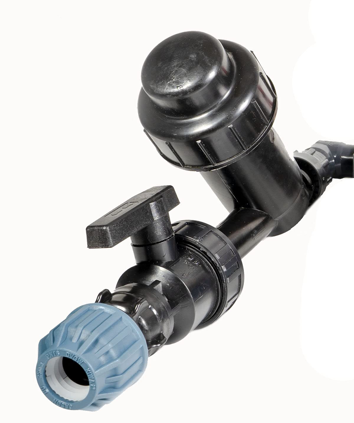 4X Kopfstation PE32 Ausgang, Verteiler für Bewässerung mit Hunter PGV 101 MMB Magnetventile, für Ø32mm PE-Rohr (Montierbar) (Dichtung O-Ring)