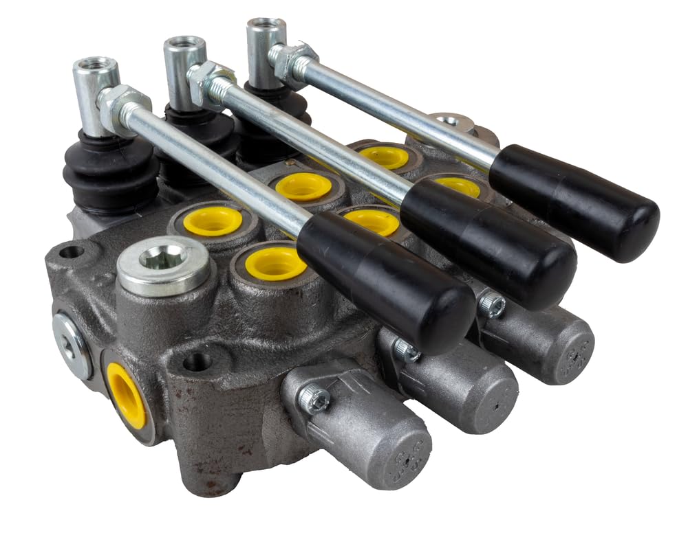 Distributeur hydraulique Ama Basic pour tracteurs 3/8" et à 3 leviers : Distributeur hydraulique double effet avec rappel par ressort, Débit 40 L/min, Pression maximale 180 bar