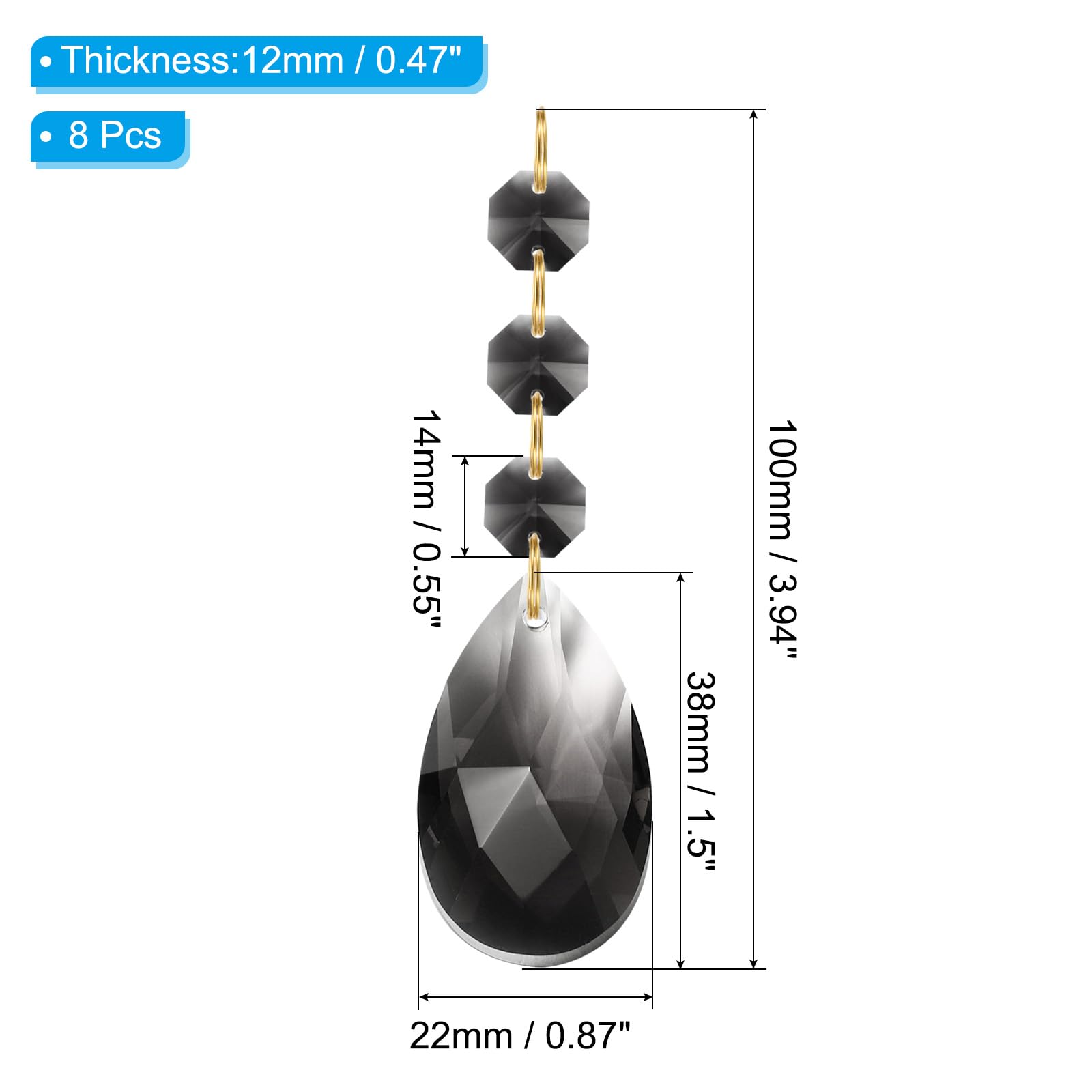 PATIKIL Teardrop Crystal Chandelier Pendants Beads - Image 2