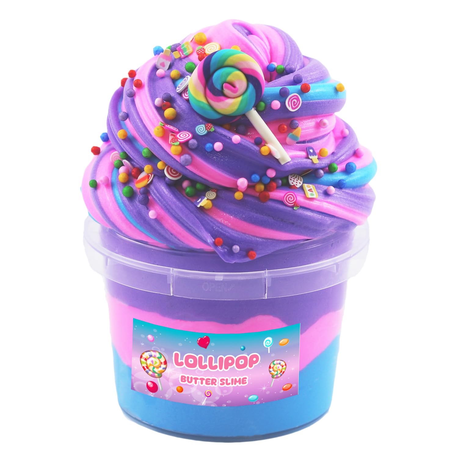 Big Bucket Premade Tri-Colored Pink Blue and Purple Butter Slime, Non Sticky, Super Soft Sludge Toy, Birthday Gifts and Party Favors for Girls & Boys