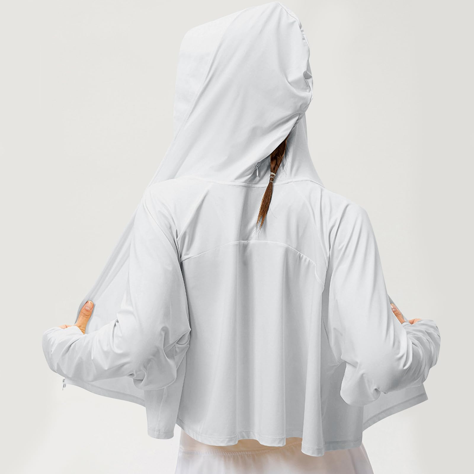 Women's Long Sleeve Running Shirts UPF 50+ Quick Dry Athletic Sun T-Shirts Long Sleeve Workout Tops with Hooded Gray Summer Long Sleeve Tops for Women S