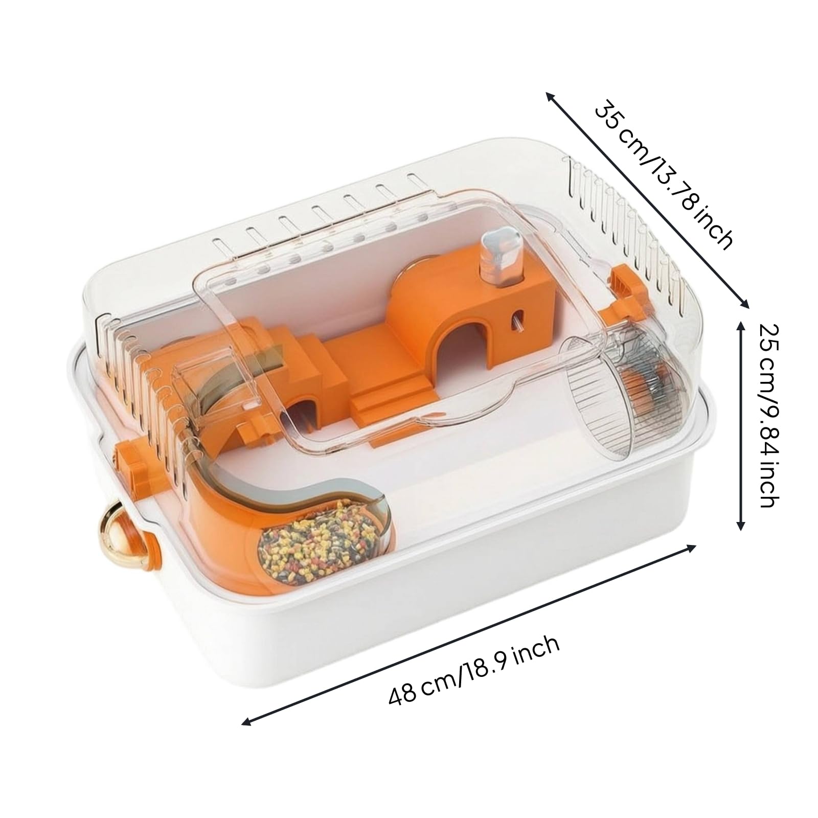 KESOTO Jaula para Hámster con Accesorios Completos Transparente con Tobogán y Rampa Plástico Resistente Acuado para Roedores Domésticos, Paquete Básico