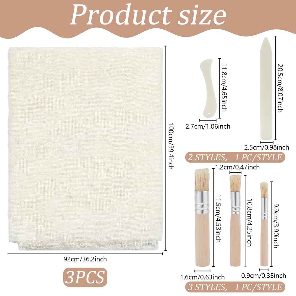 WEBEEDY Kit di tela per rilegatura comprende 3 panni di rilegatura 92 x 100 cm, tessuto di riparazione bianco 2 strati di carta per cartelle in osso e 3 pennelli per riparare la rilegatura di vecchi