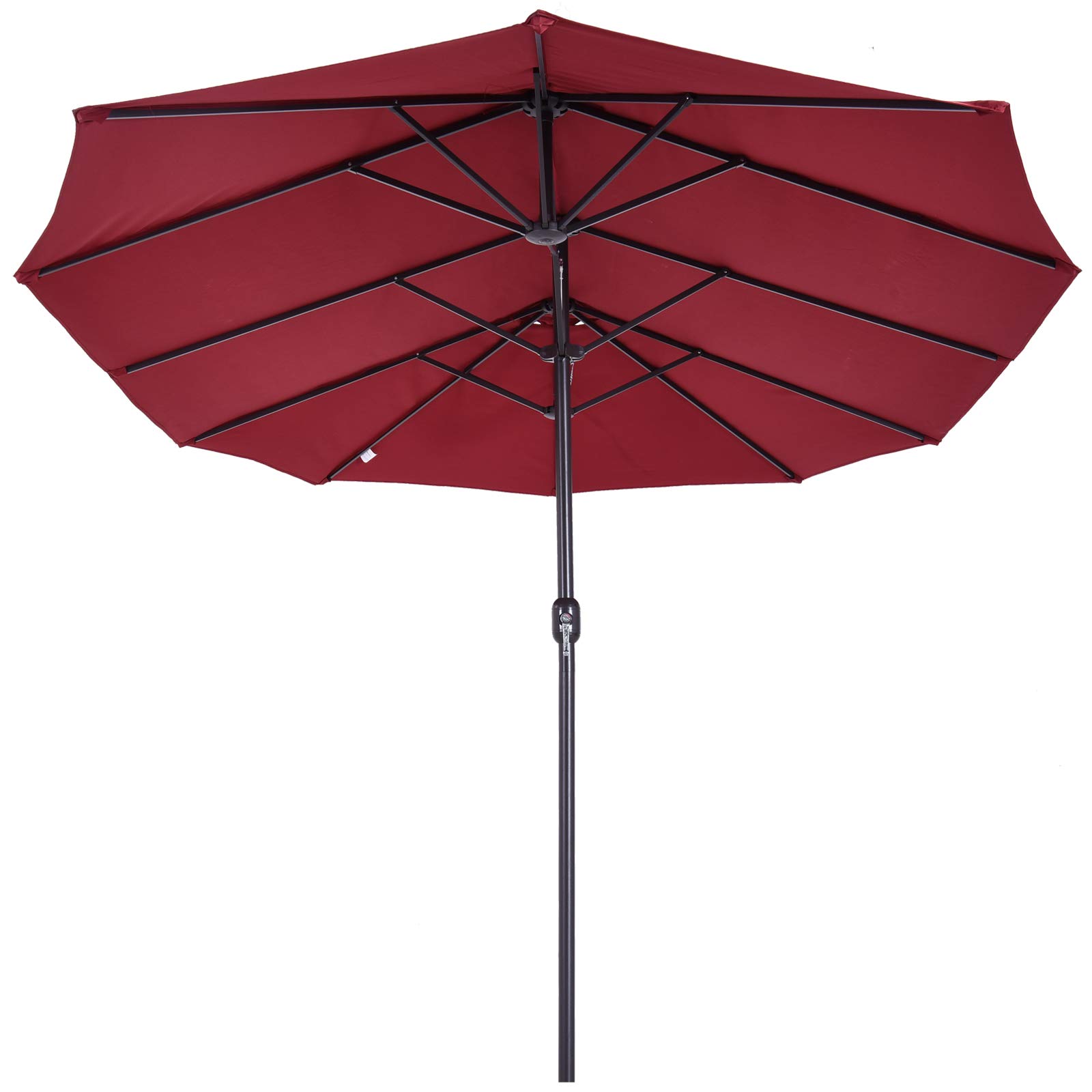 Outsunny Doppelsonnenschirm 455 x 265 cm, UV Schutz Sonnenschirm mit Handkurbel, Balkonschirm windfest Kurbelschirm Sonnenschutz für Balkon Garten