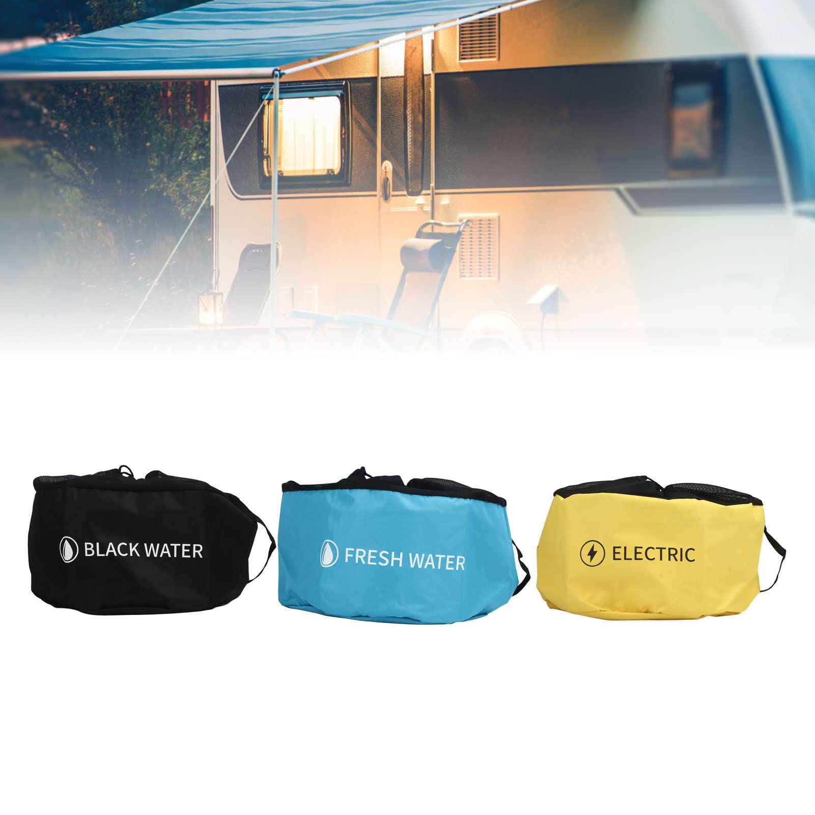 Bolsa de Almacenamiento para Manguera de Caravana de 3 Unidades, 3 Colores de Bolsa de Almacenamiento para Equipo de Caravana, Accesorios Multifuncionales para Caravana con Gancho (3 capas)