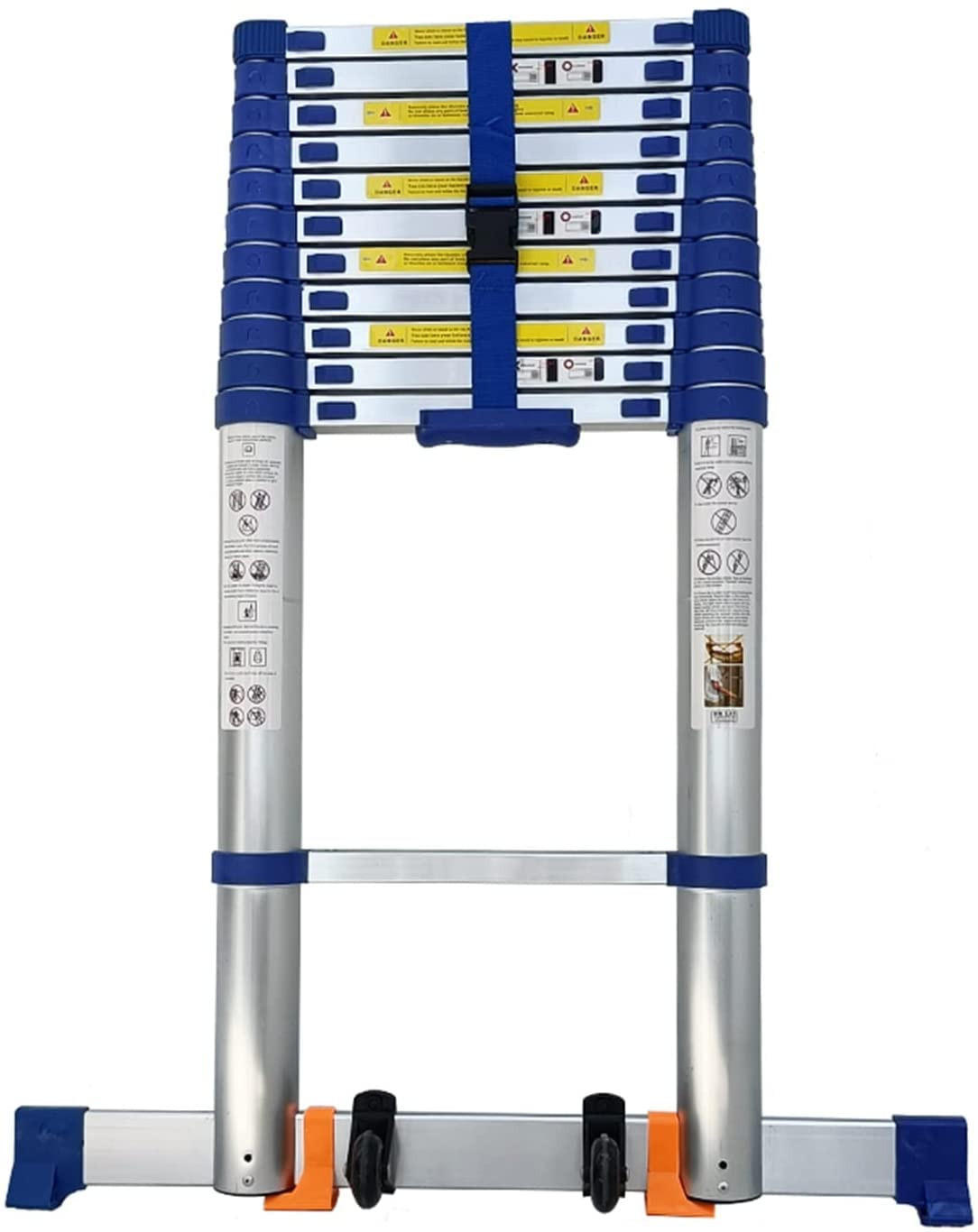 Scala telescopica Portatile con Barra stabilizzatrice, Scala Estensibile Retrattile per impieghi gravosi per soffitta e Barca, capacità di carico di 5,8 m, Portata di 150