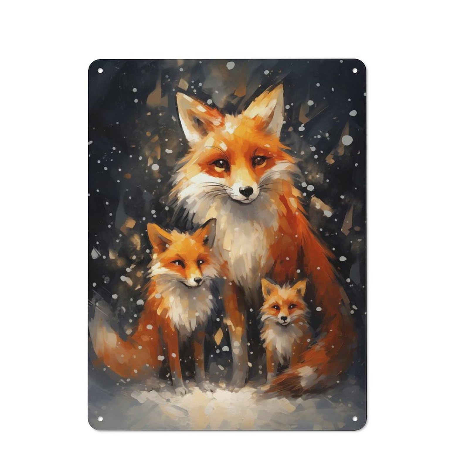 Vintage Fox Christmas Family Vintage Tin Sign 40x30cm, Cafe Wall Decor for Bakery, Diner, Cafe Or Family Room
