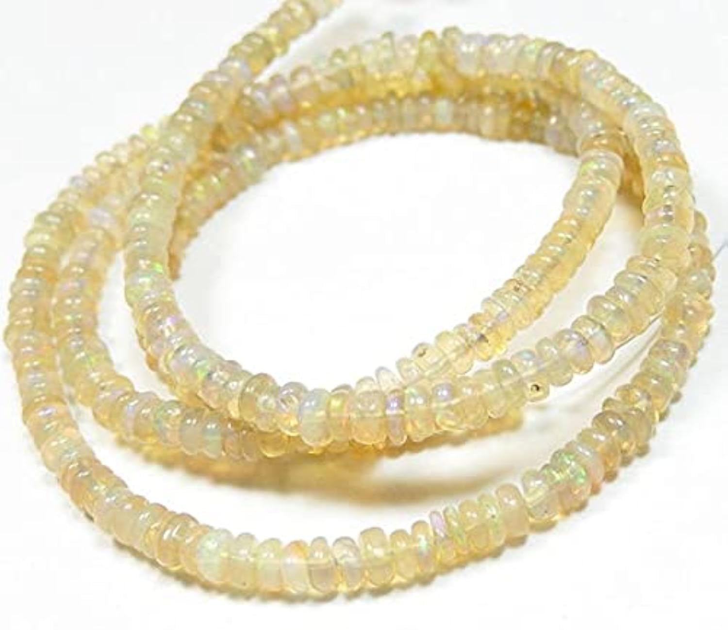 Perle opale de feu Éthiopie naturelle rondelle lisse 3mm fil de pierre semi précieuse