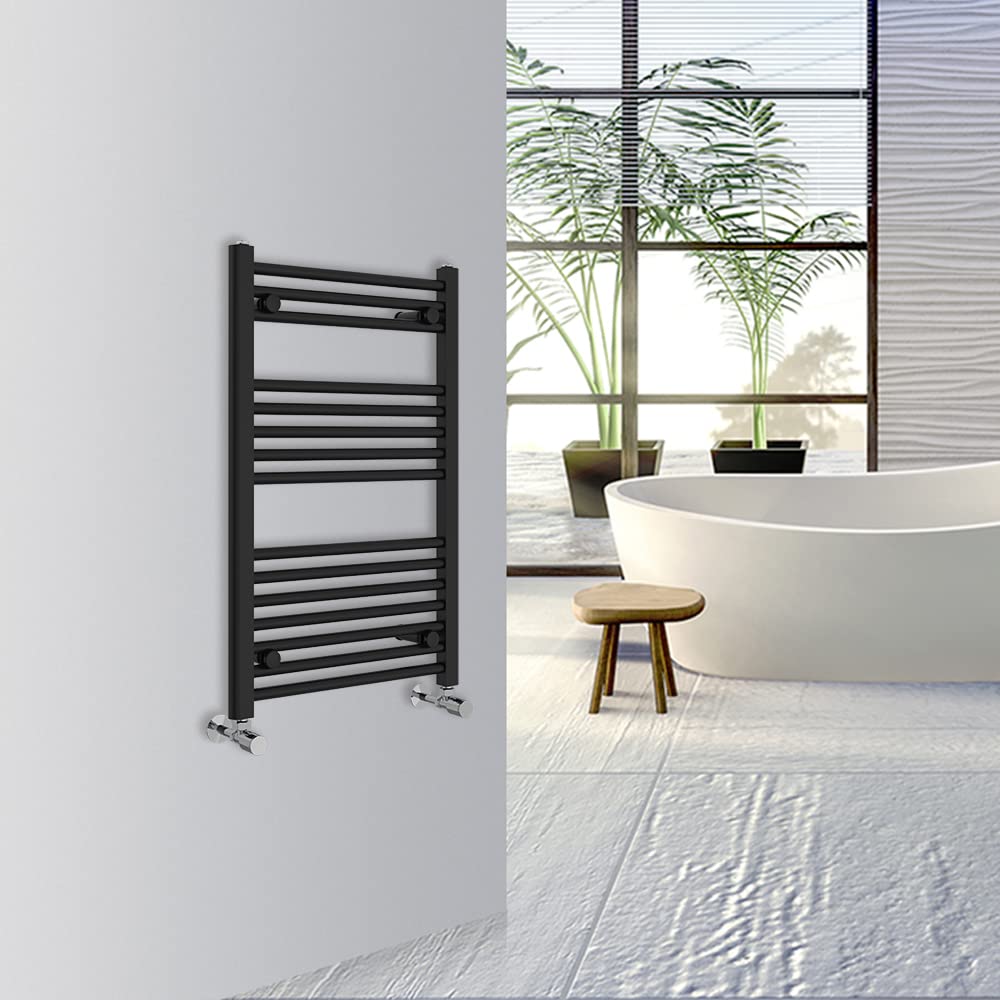 Warmehaus Black Straight Bathroom Heated Towel Rail Warmer Radiator Central Heating 800X500mm