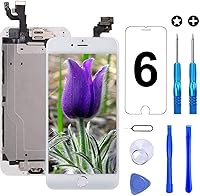 Vista 29 de Brinonac para iPhone 6, pantalla de repuesto negra, digitalizador LCD táctil, montaje completo con cámara frontal, sensor de proximidad, altavoz