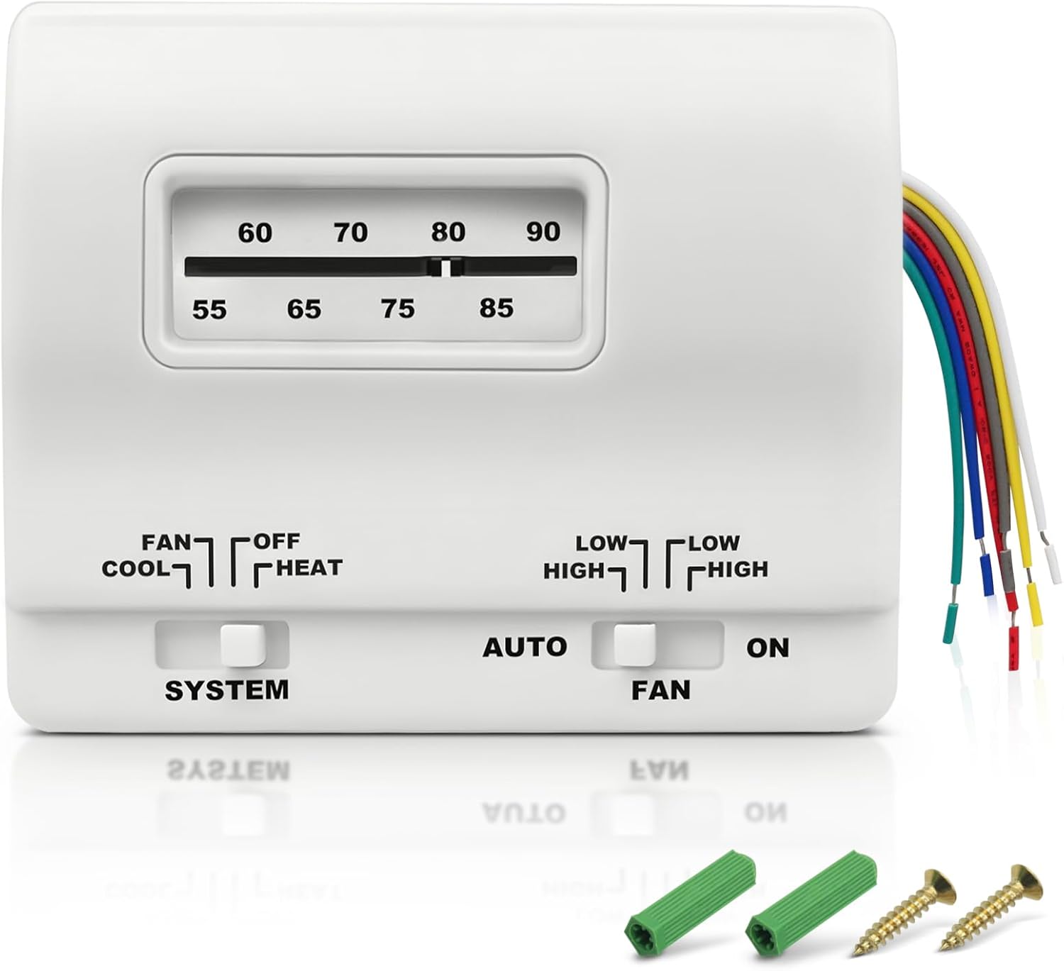 7330G3351 RV Air Conditioner Thermostat, Single Stage Heating/Cooling Control, Compatible with Coleman Mach Series,White