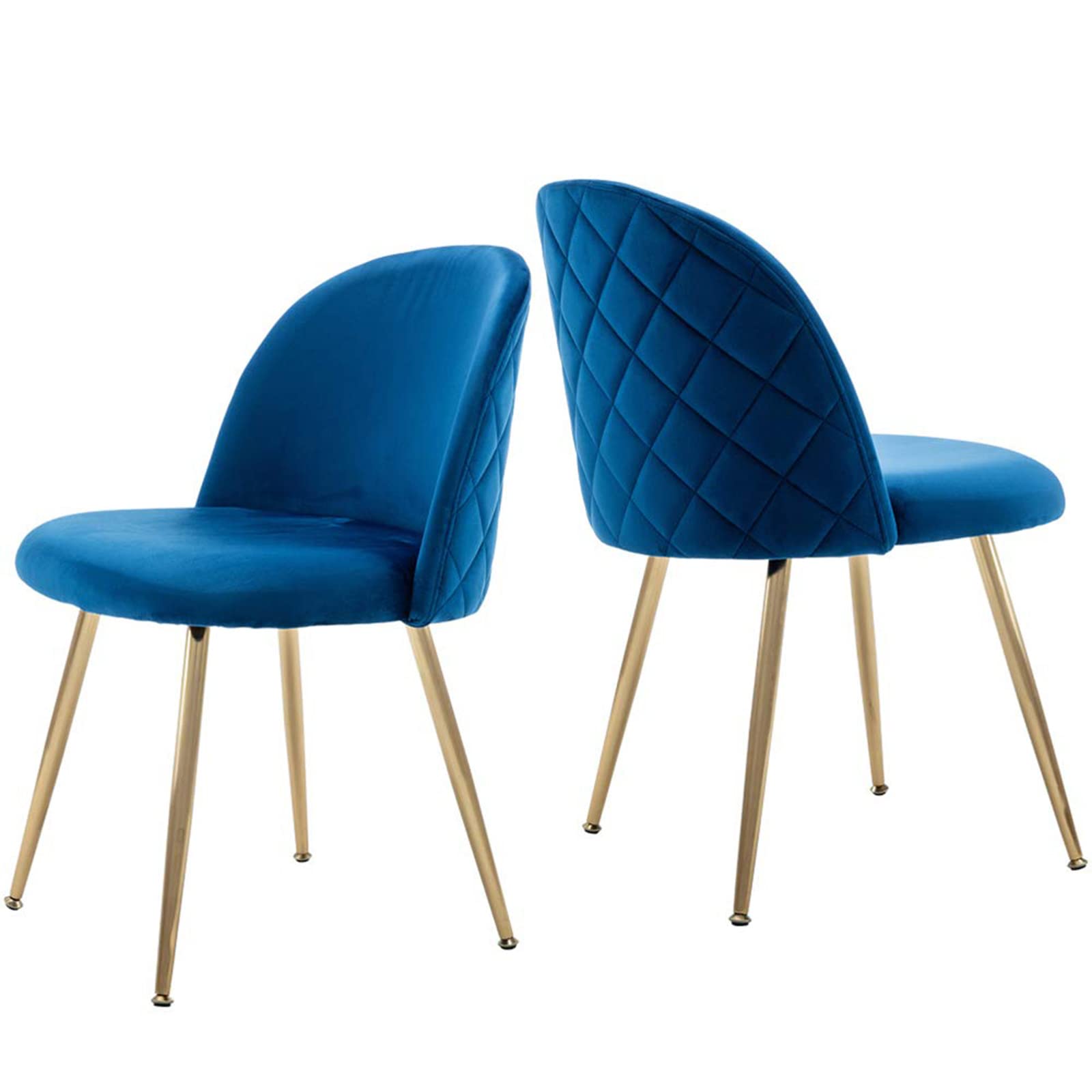 ZHENGHAO Set of 2 Upholstered Kitchen Chairs, Velvet Tufted Accent Dining Room Chairs Modern Mid Century Wingback Side Chair for Living Room Bedroom Vanity (Blue)