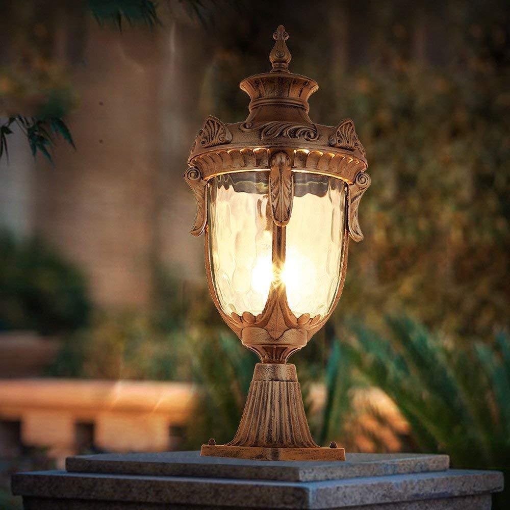 Lampada da Colonna per Esterni Europea Lampione da Cortile Lampione da Esterno per Balcone da Giardino Lanterna Americana retrò Impermeabile