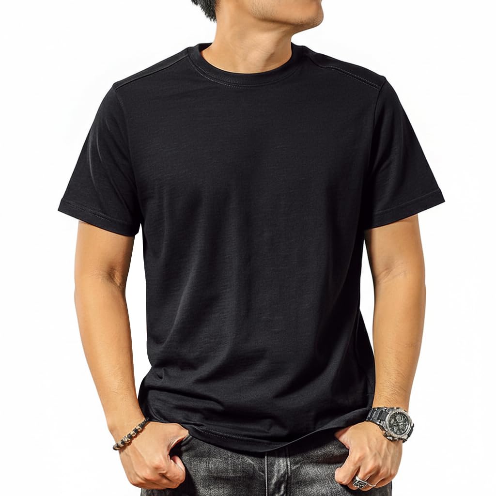 MRING für Herren 95% Baumwolle Sommer Einfarbig Basic Top Männer Kurzarm T-Shirt