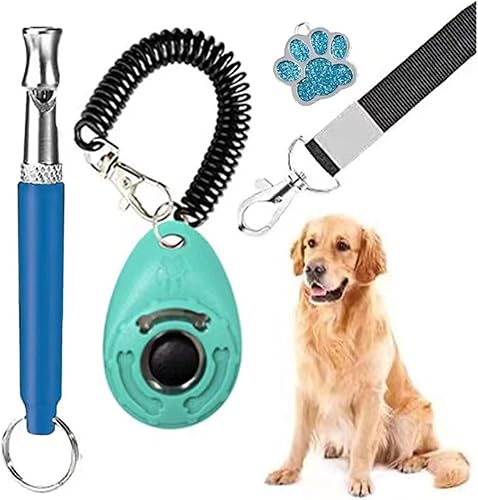 hanaiette Clicker de entrenamiento para perros y silbato de perro, kit de entrenamiento para clics de perro, silencio ultrasónico de paso de
