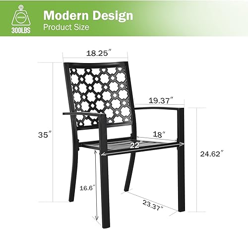 Miniatura 3 de MEOOEM Sillas de comedor para patio, 4 sillas apilables de metal para exteriores, silla de jardín para patio, color negro