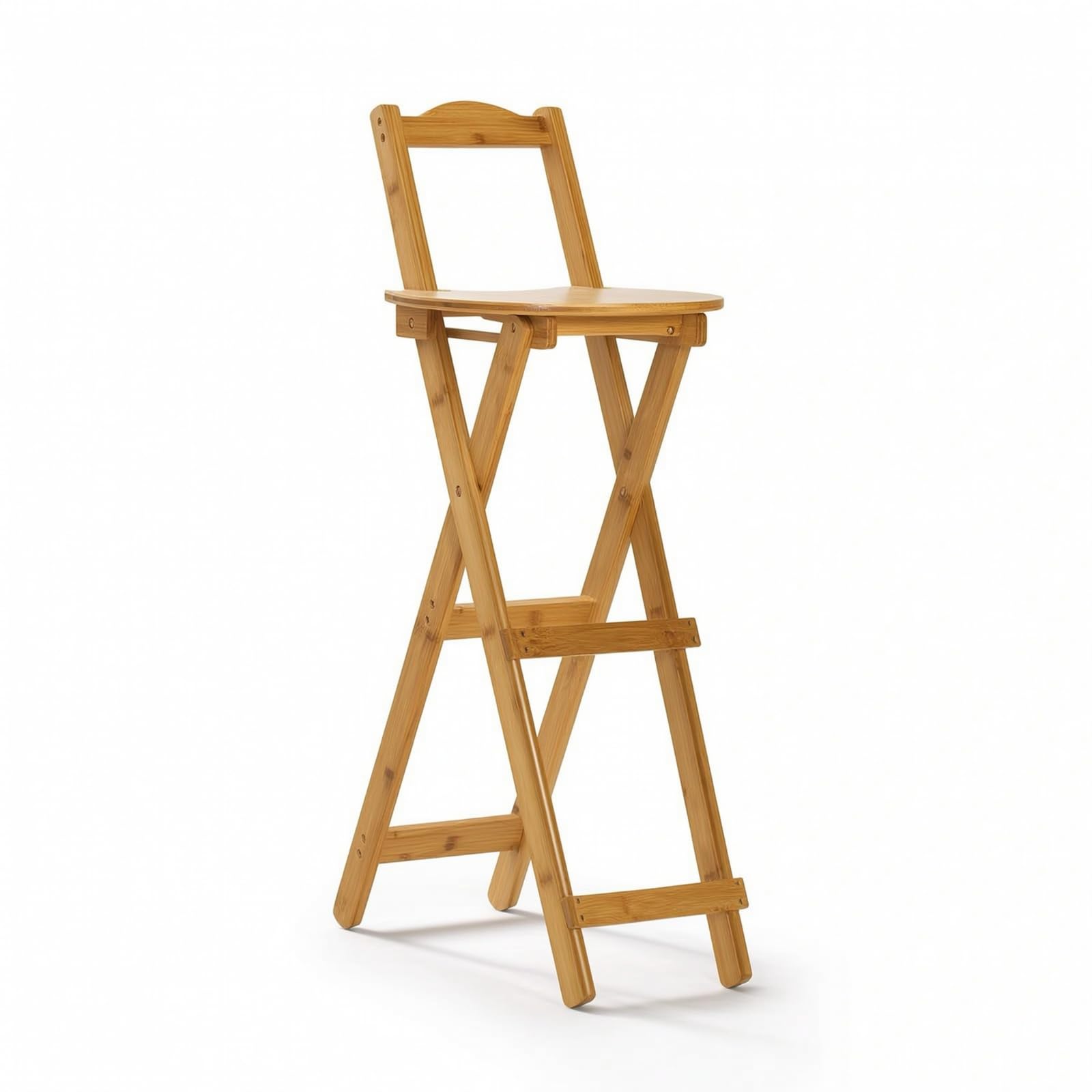 rockible Asiento Plegable para Mostrador Taburete Alto Silla de Barra Silla Plegable de Bambú con Respaldo y Plegado Totalmente Plano para Almacenaje Adecuada, Mediano 84CM, Color Original
