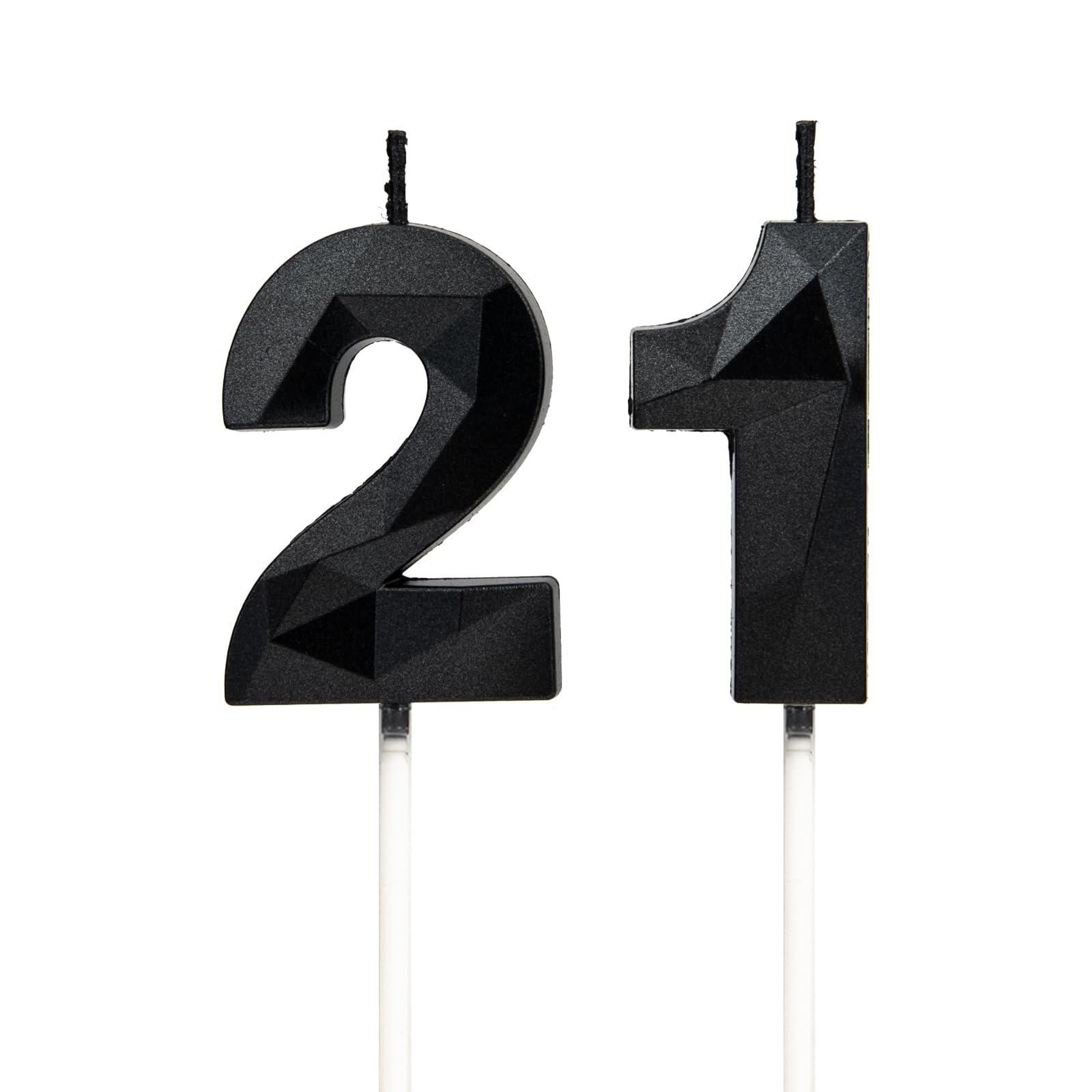 Candele per 21° compleanno, candele con numero nero, decorazione per torta di compleanno, matrimoni, anniversari aziendali