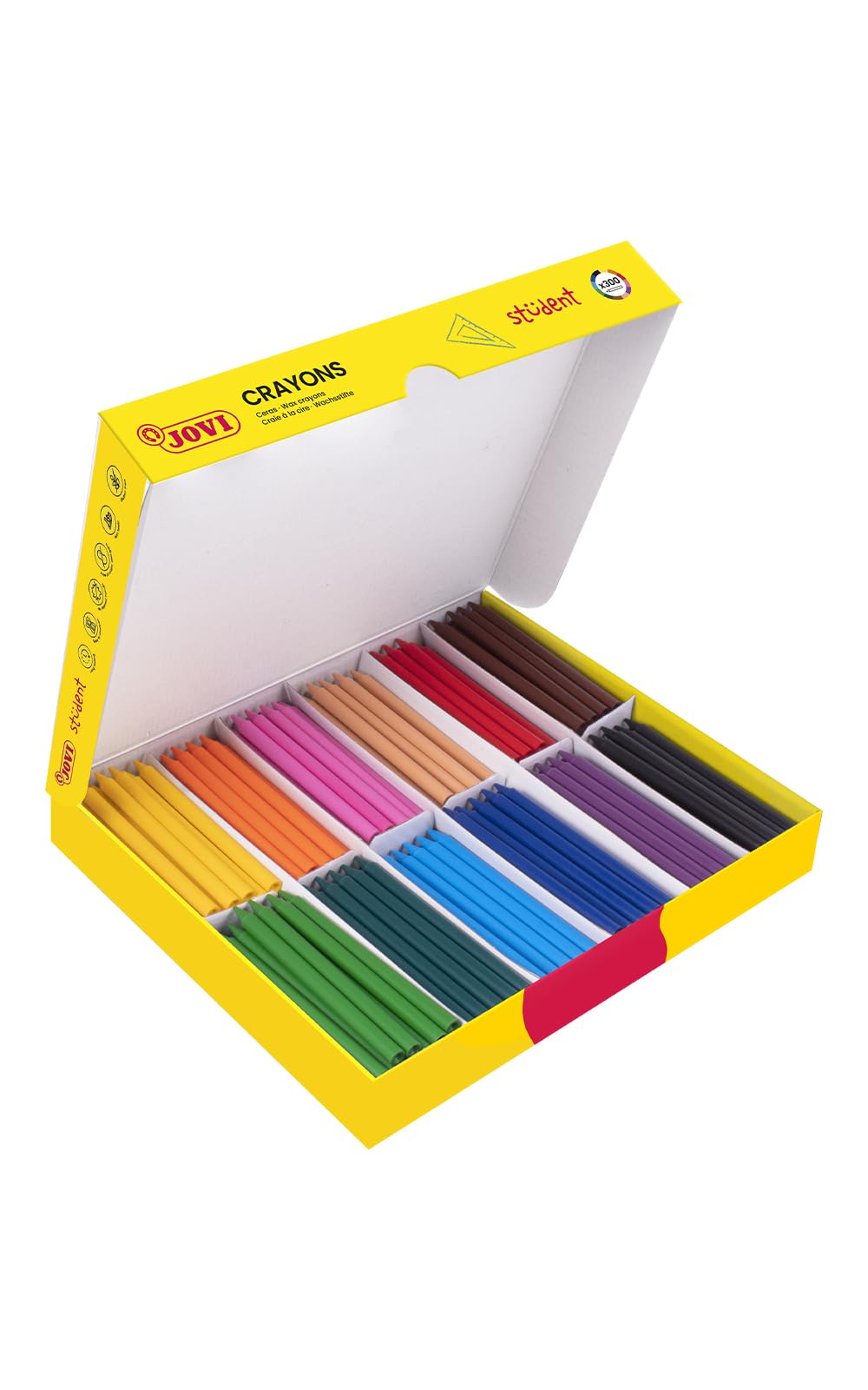 Jovi - Ceras plásticas; caja de 300 ceras en 12 colores surtidos, ceras de colores para niños formato escolar Jovi - Ceras plásticas; caja de 300 ceras en 12 colores surtidos, ceras de colores para niños formato escolar