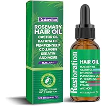 Rosemary Oil for Hair Growth Rosemary Hair Oil For Growth with Castor Oil Batana Oil Pumpkin Seed Oil Peppermint Oil Biotin Collagen Horsetail Tea Tree Vit E 1PC