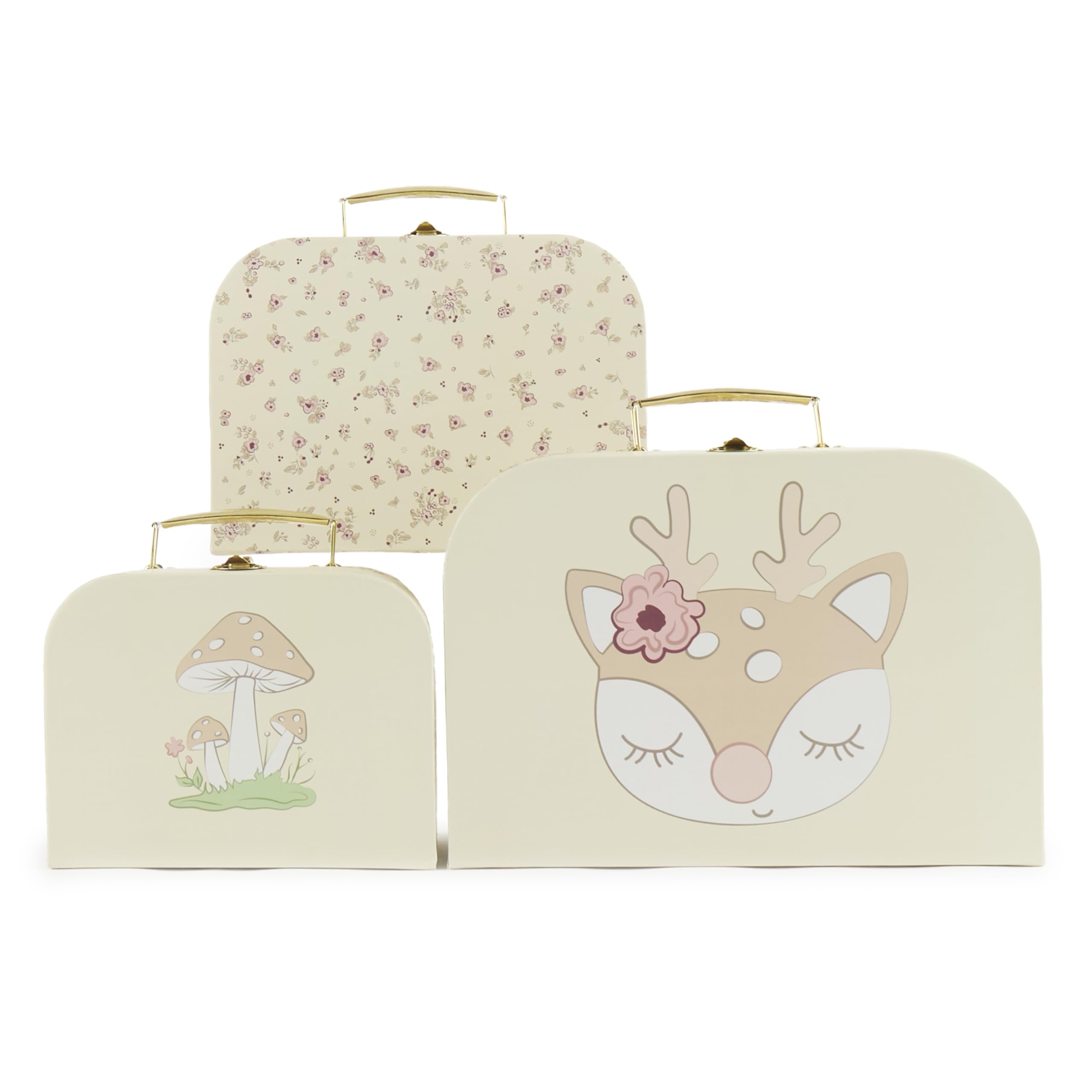 Bieco Set de 3 valises pour enfant Ella Fleurs vintage | Valises en carton | Valises jouets pour enfants Décoration de voyage