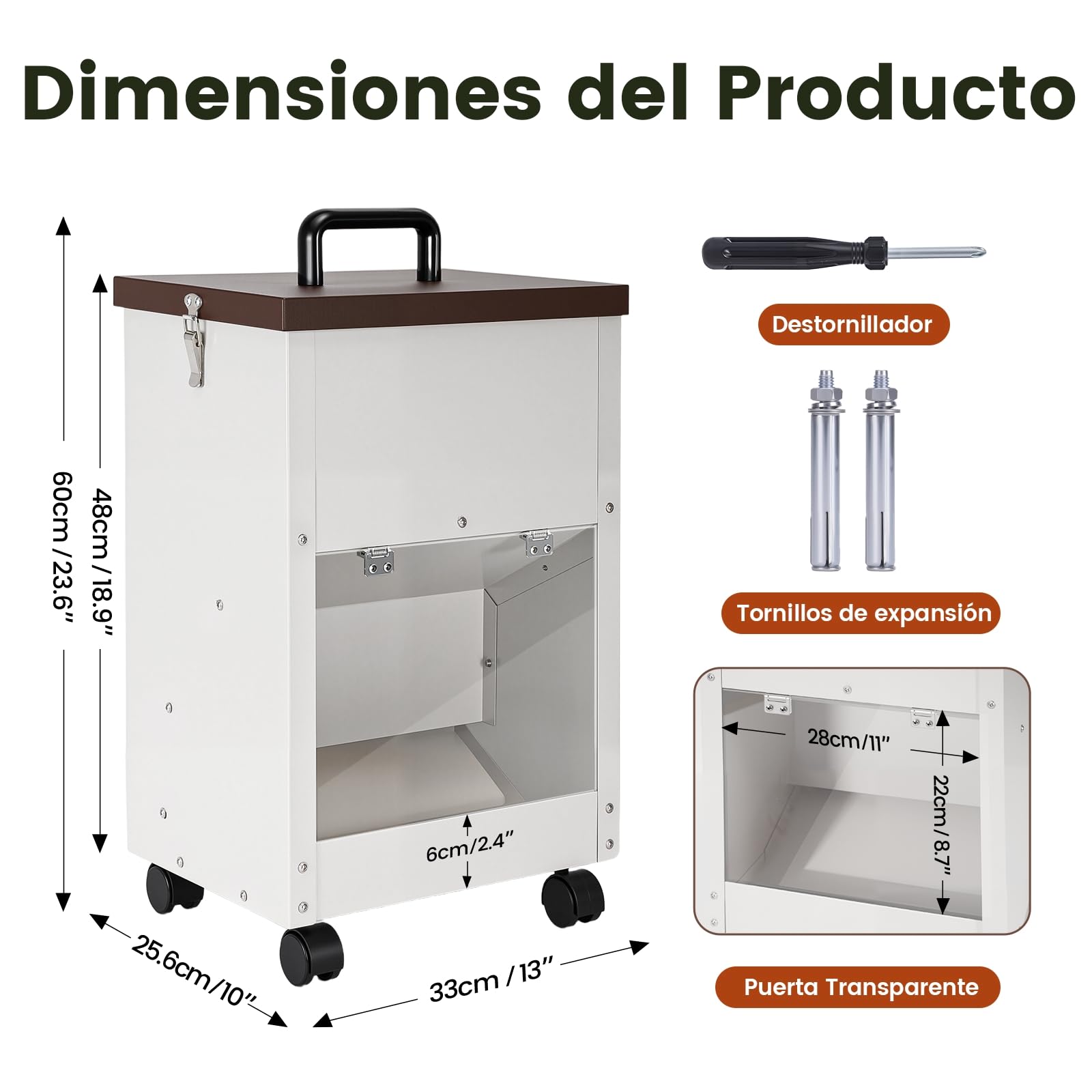 Alimentador Automático Galvanizado para Perros de Raza Grande, Dispensador de Comida para Perros de 30 Libras, con Ruedas, de Metal, Alimentador de Gravedad, Extra Grande