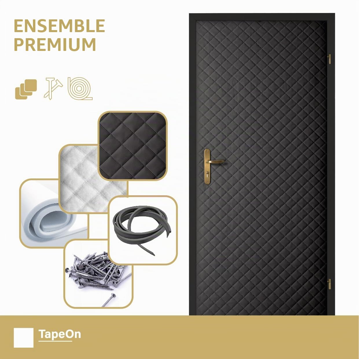 Revêtement de Porte Moderne TapeOn pour Auto-Assemblage | Garniture et Réparation pour Portes Intérieures (Anthracite, T3 Diamond 5 x 5)