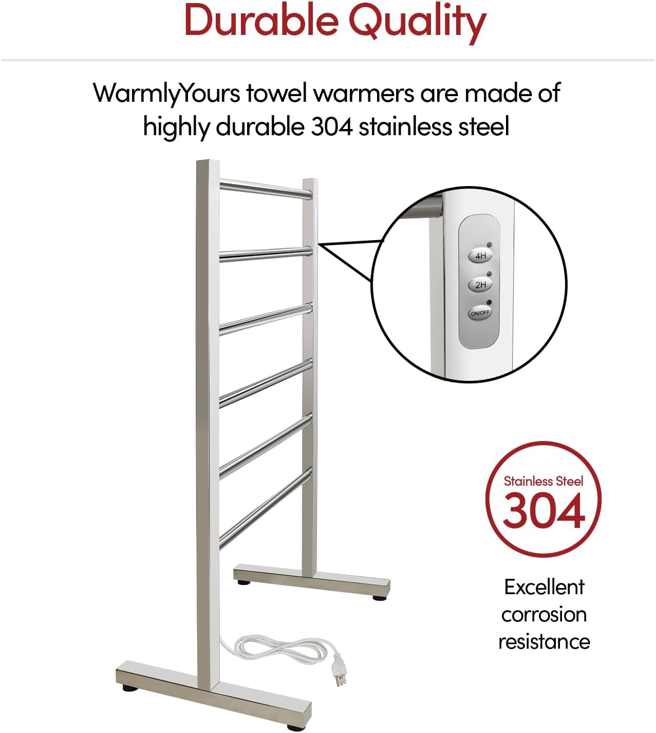 Ibiza Polished Stainless Steel Freestanding 6-Bar Towel Warmer