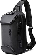 Red Lemon Unisex-Adult Bange Water-Resistant Anti -Thief Password Zipper Lock Crossbody Bag With Usb Charging Chest Bag Shoulder Bag Sling Bag (Black)