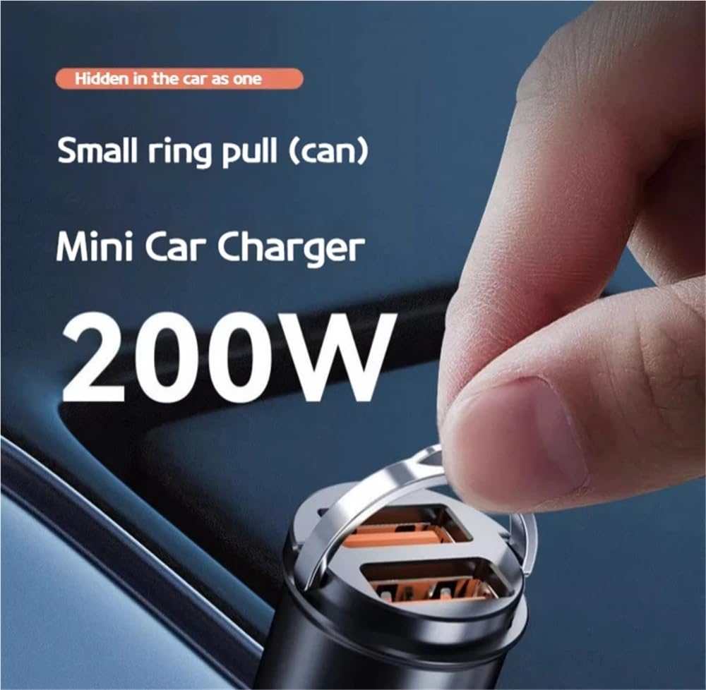 ładowarka samochodowa, Ładowarka Mini PD USB typu C o mocy 200 W, pasująca do telefonów komórkowych Xiaomi, Samsung i Huawei(200W)