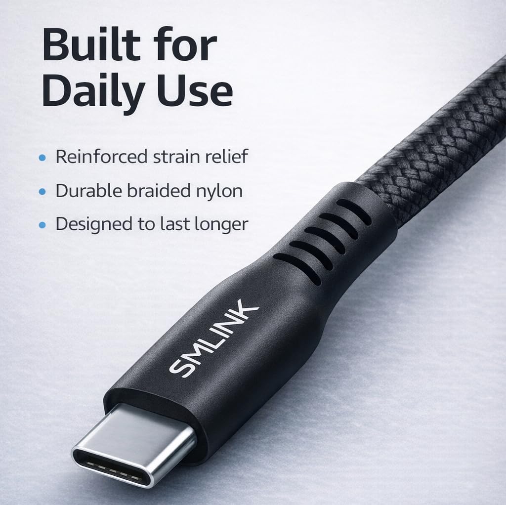 Cable PD60W USB-C a USB-C, carga rápida trenzada de nailon de 1,5 m y transferencia de datos de alta velocidad, compatible con iPhone 16/15, iPad Pro, MacBook, Sansung Series, Huawei Series
