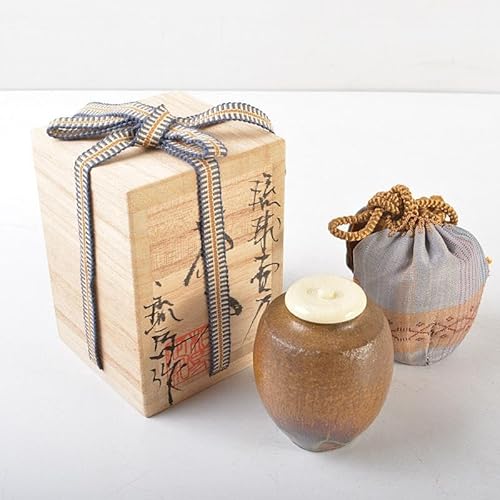 高取喜恵 肩衝茶入 仕覆 四方桟共箱 栞 w883 高取喜恵肩衝茶入仕覆四方桟共箱栞w883