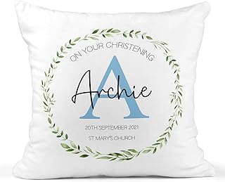 Personalised Christening Cushion, Christening Gift for Boy, Custom Christening Gift for Boys, Baptism Present, Christening Keepsake, Baby Keepsake, Pillow