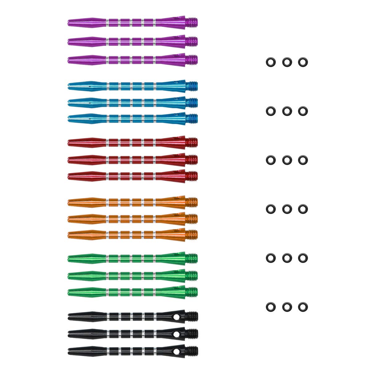 kwmobile Set de Varillas para Dardos - Varas de dardo de aleación de Aluminio - Flechas 2BA con Anillo y Goma incluida - 3 de Cada Color 48 MM