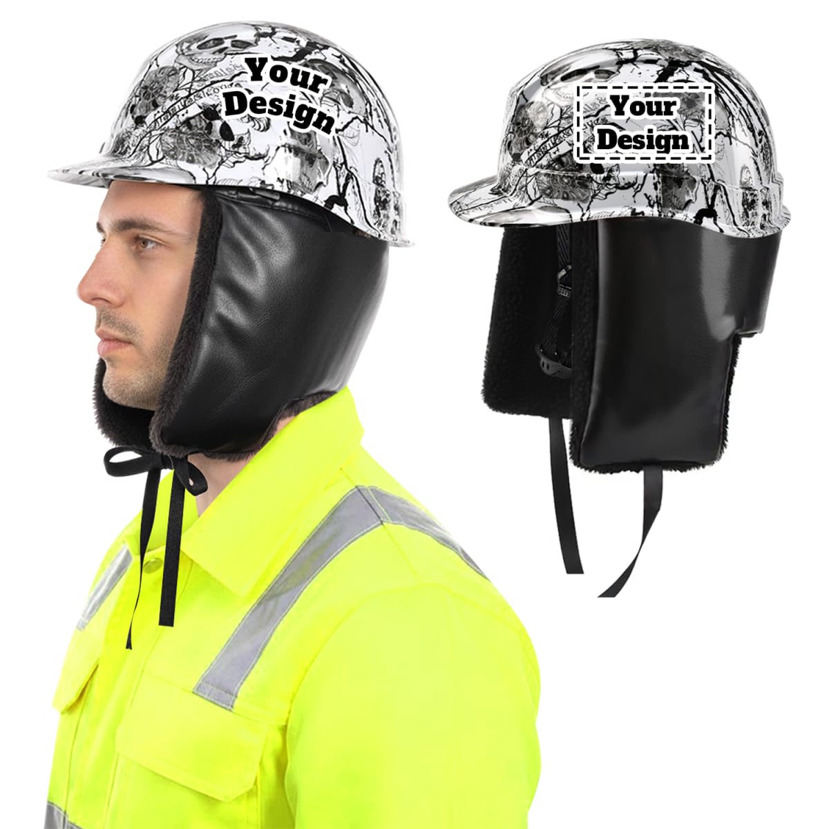 - Industrial Safety Helmet Customized Logo ABS Hard Hat with Removable Warm Liner, ANSI Z89.1-2014 Type 1 Class C Certified, 6-Point Suspension