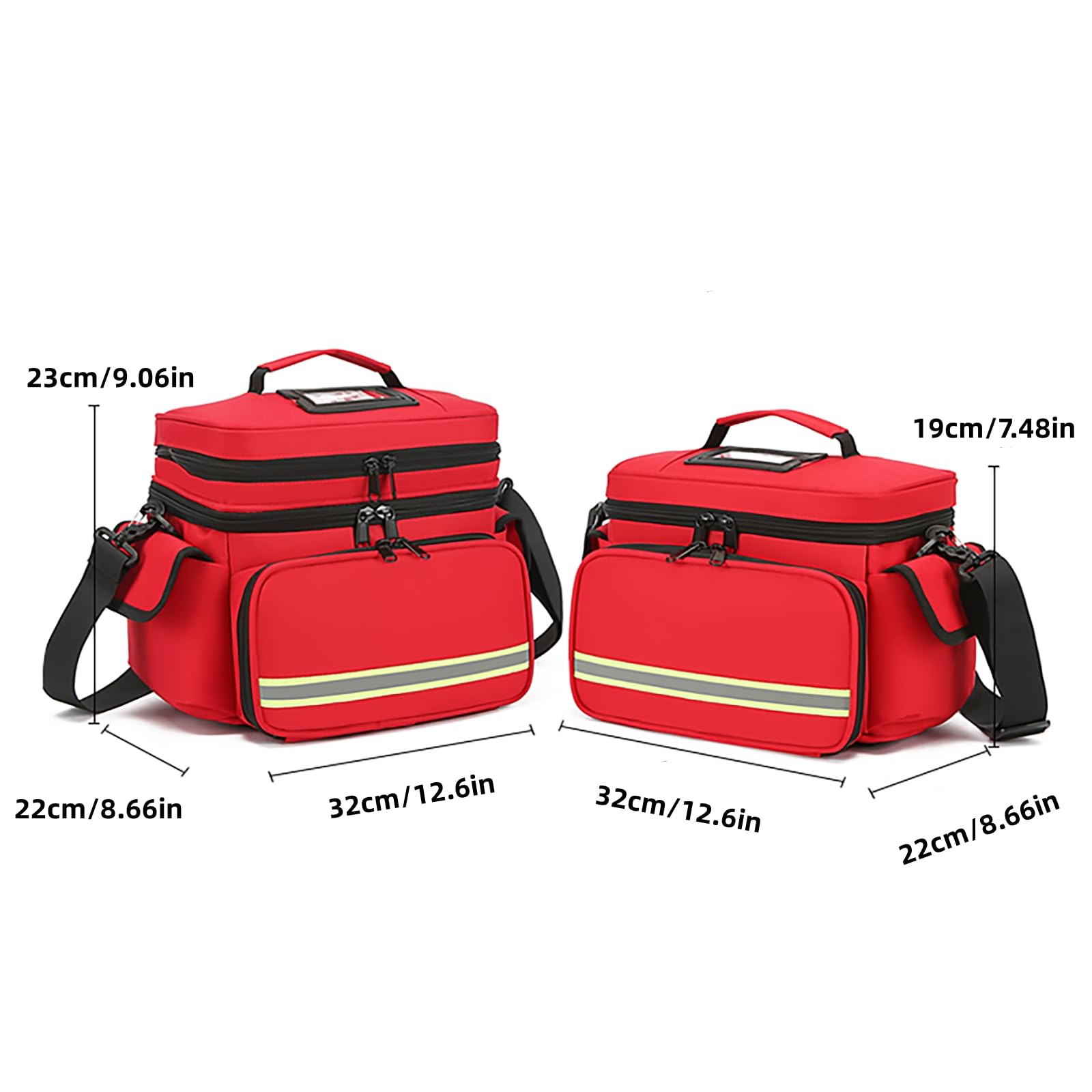 Borsa medica di famiglia vuota, a doppio strato, per forniture mediche di emergenza, borsa di pronto soccorso, adatta per uso domestico o in viaggio, Rosso, L