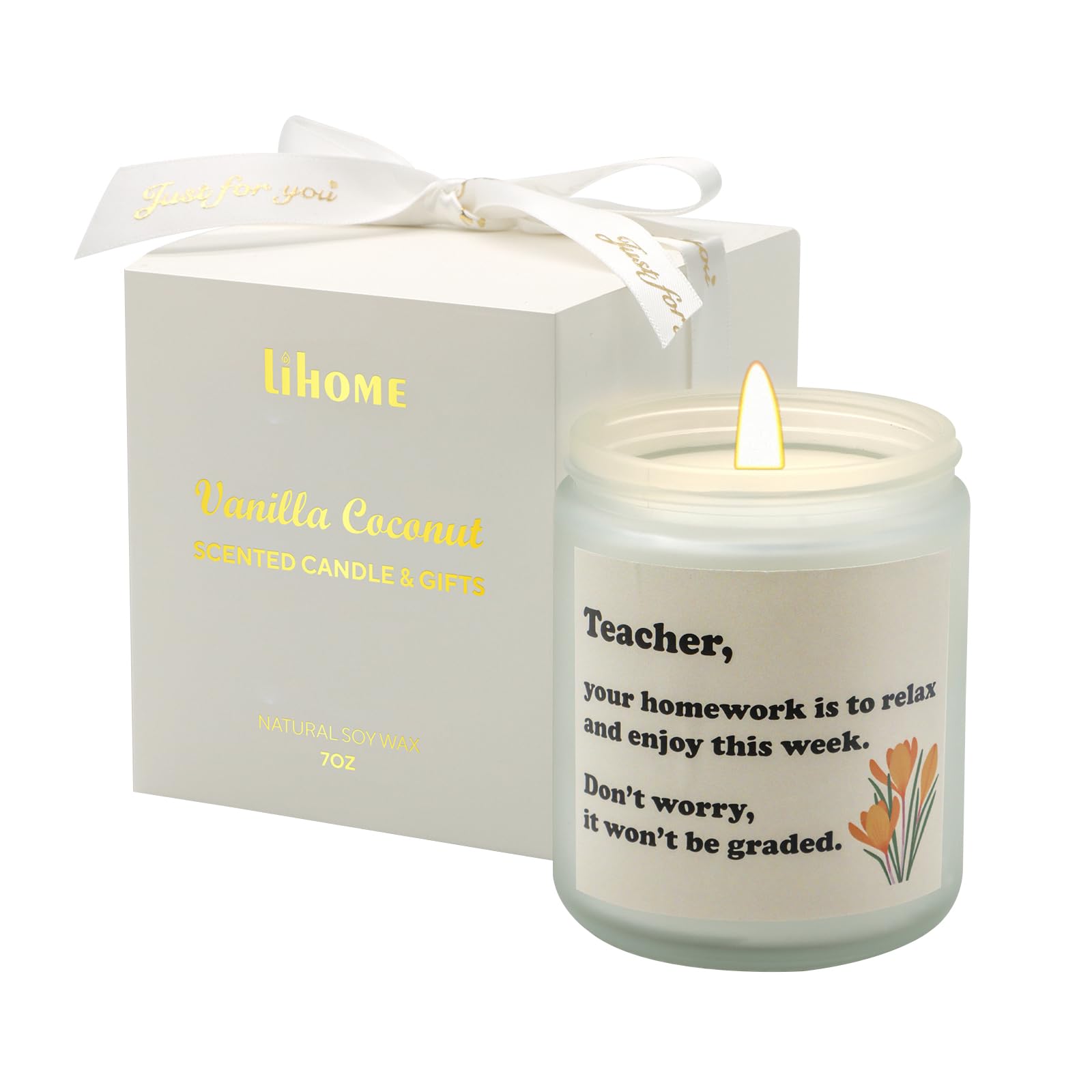LihomeTeacher Appreciation Gifts -Teacher Christmas Gifts, Our Funny Candles are a for Any Music, Dance, Daycare, Preschool, Math, Science, or English Teacher, Vanilla Coconut Candles(7oz)