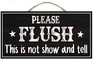 Eeypy Wooden Wall Decor Farmhouse Funny Bathroom Sign Please Flush This Is Not Show And Tell Country Restroom Wall Decor For Home School or Office Sign Wooden Letters