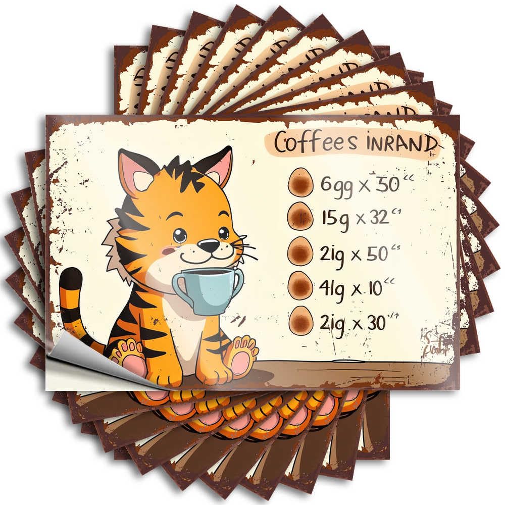 Adorable Tiger Enjoying Coffee: A Cozy Morning Routine Rustic Coastal - Tattoos Water Waterproof Decal(6X9CM)