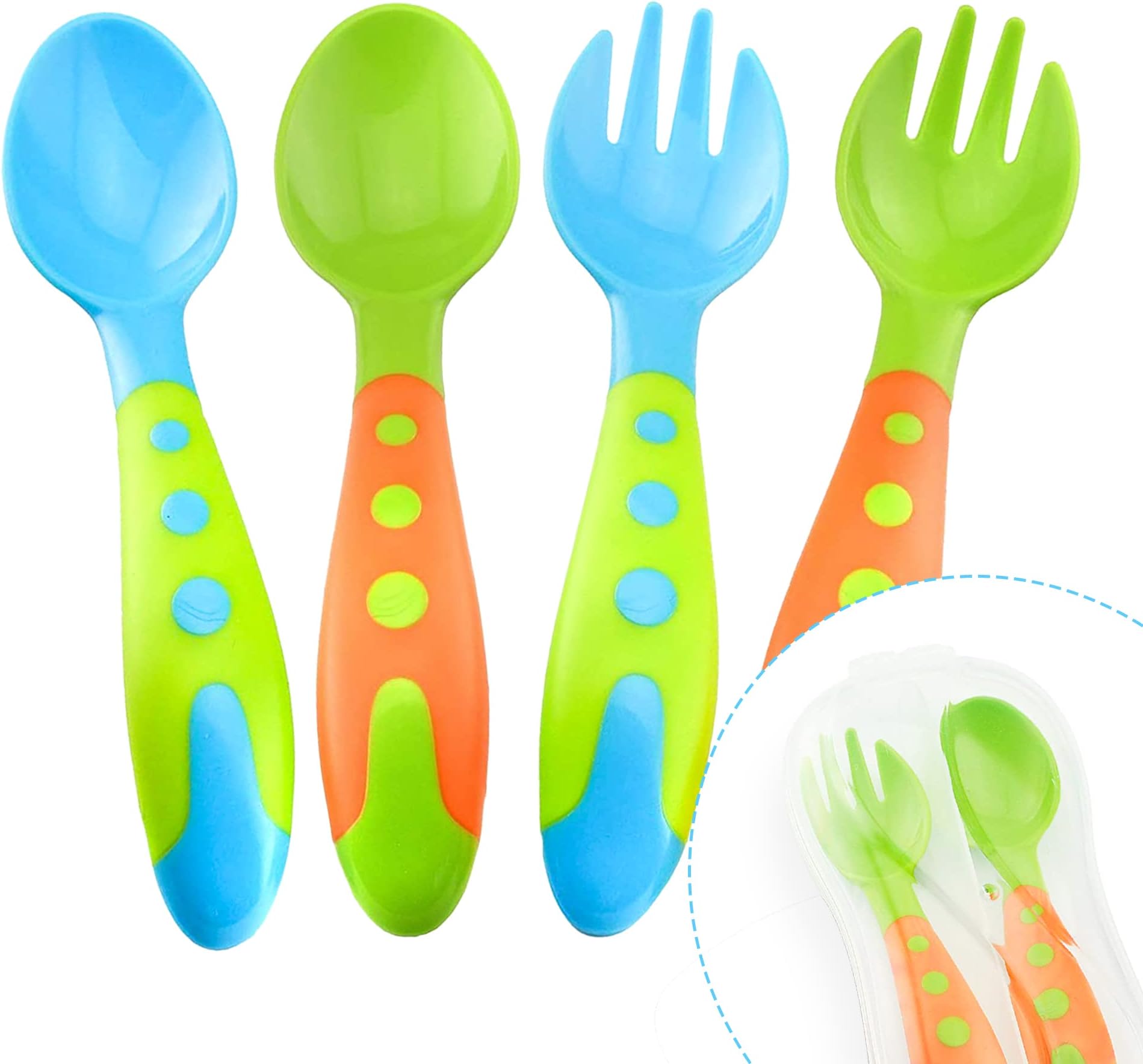 Toddler Utensils Baby Spoons and Forks Set- Includes Baby Utensils Case | Toddler Spoon | Toddler Fork - Bpa Free (4 Pieces)