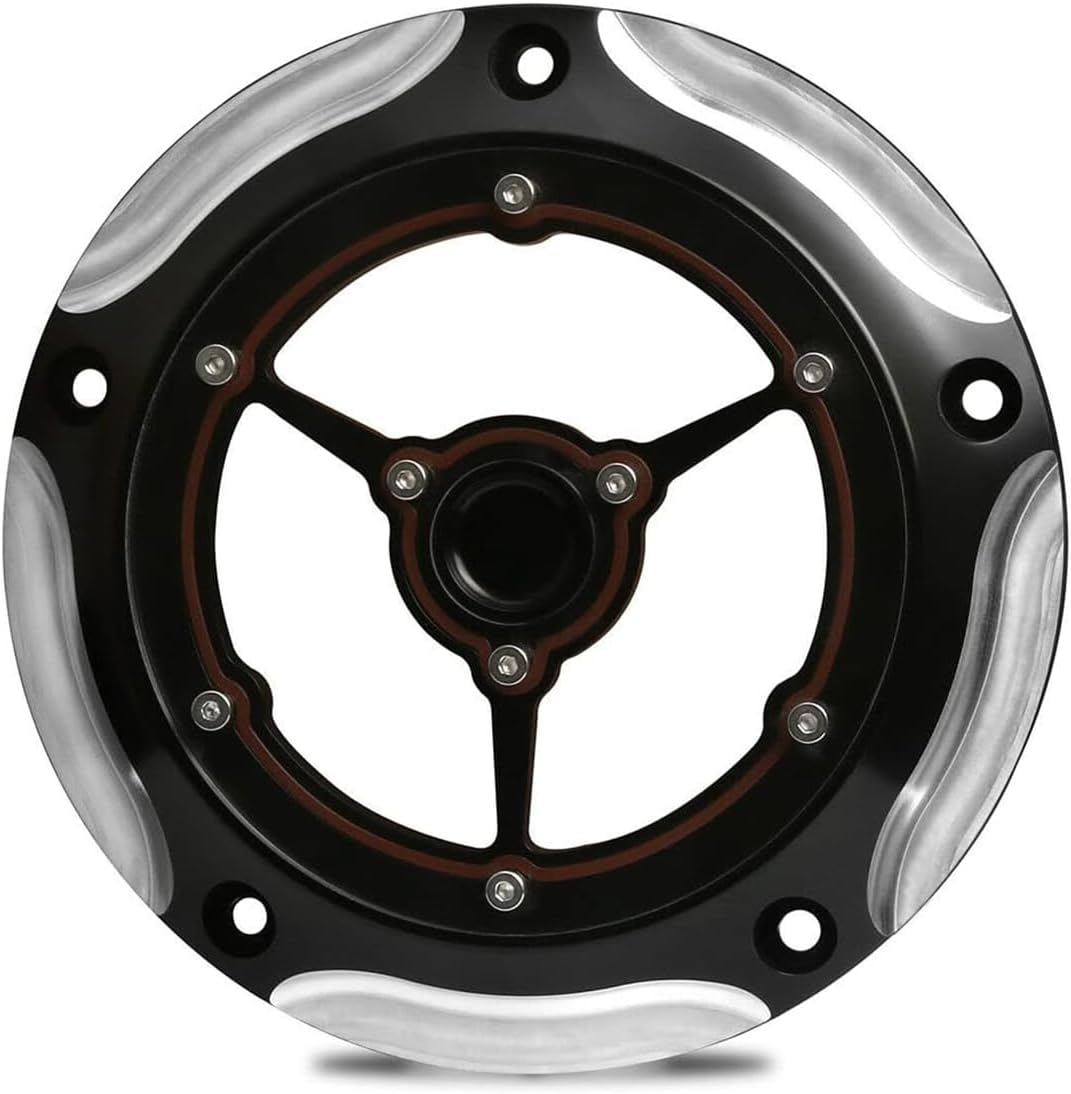 5 Holes Clarity Derby Cover for Harley Big Twin Softail Fatboy Heritage Slim Street Road King Electra Glide FLHX FXDL Dyna Low Rider 1999-2015(Contrast Cut)
