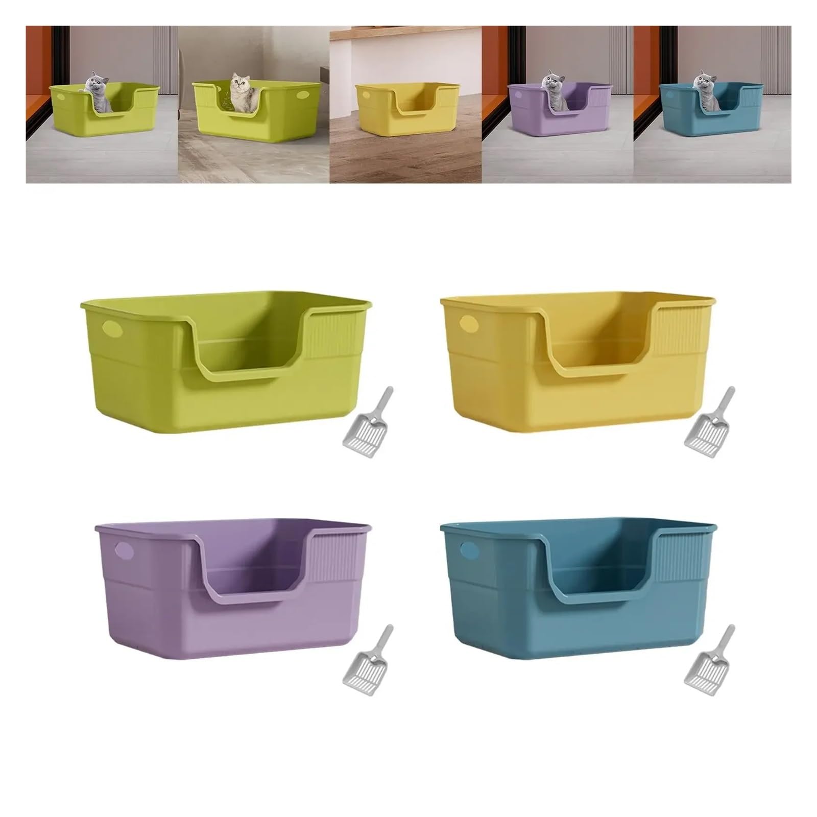 Cat Litter Box Toilet Sandbox Portable Pet Supplies Easy To Clean Kitten(PURPLE)