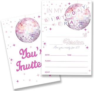 Girl Birthday Party Invitations Supplies with Envelopes Set of 20 In My Birthday Era Party Invites Fill in Blank, Double Sided